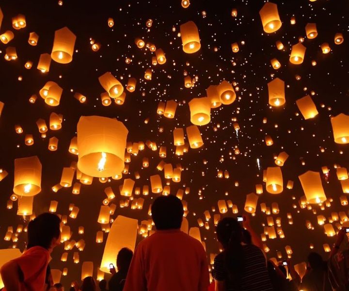 Let Go of a Floating Lantern in Thailand